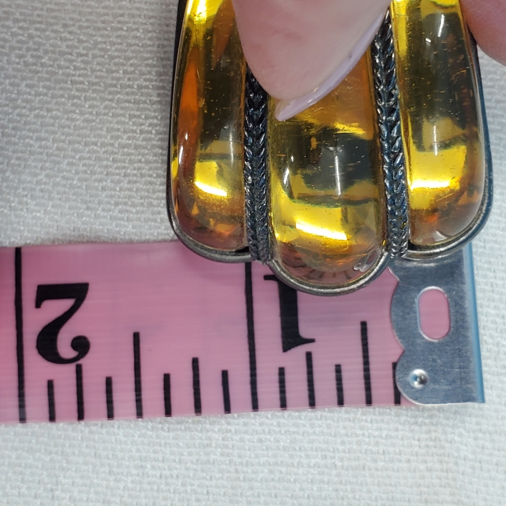 Yves Saint Laurent vintage yellow glass clip-on earrings - Picture 8 of 8